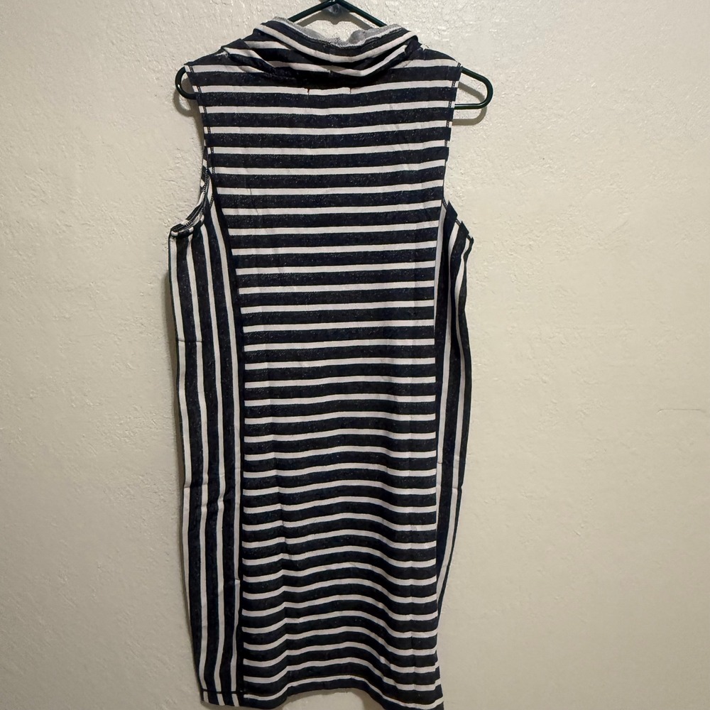 Max Studio Weekend Navy White Striped Cowl Neck Sleeveless Dress Medium 6904R58 - Picture 7 of 11